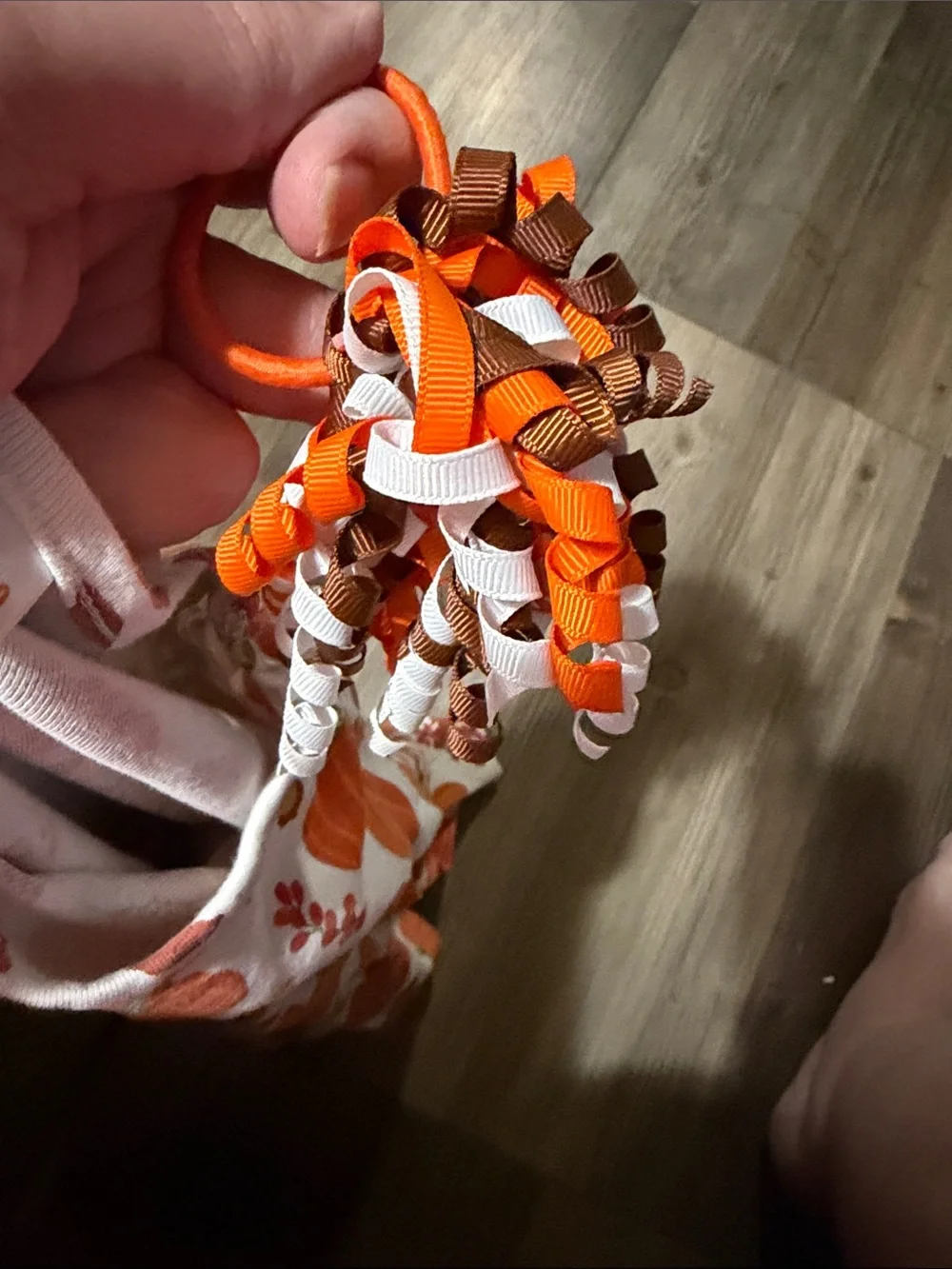Gymboree Orange & White Pumpkin Print Long Sleeve Dress